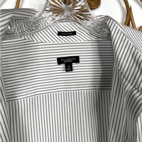 Talbots women's pinstripe button down shirt sz 10 - Picture 4 of 5